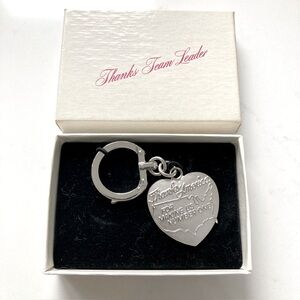 Avon Silver Heart Team Leaders engraved Keychain with Original Box.